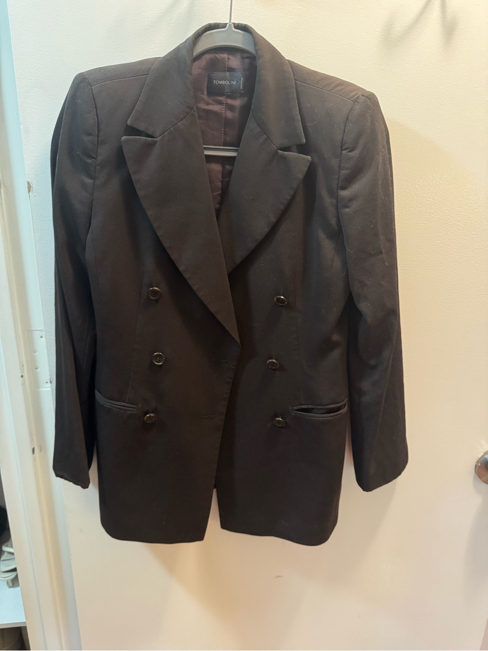 Tombolini Women's Brown Double-Breasted Blazer Jacket